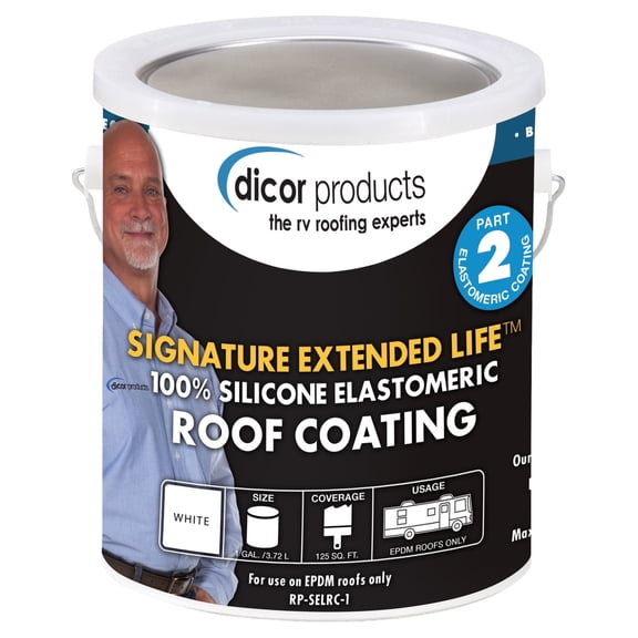 Dicor RP-SELRC-1 EPDM Rubber Roof Signature Extended Life Silicone Coating Part 2 - 1 Gallon, White