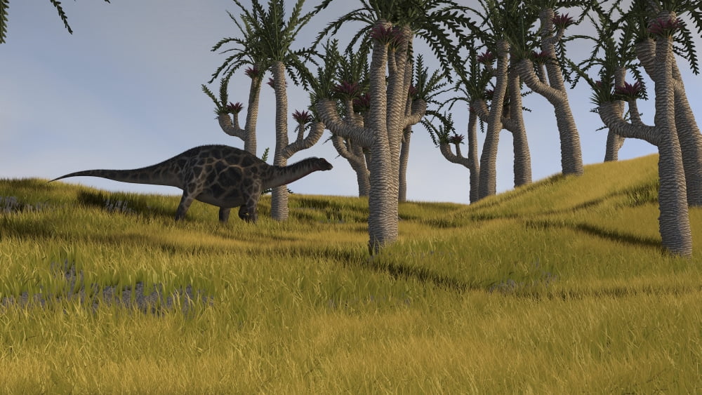 Dicraeosaurus in a savanna landscape Canvas Art - Kostyantyn IvanyshenStocktrek Images (38 x 22)