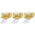 thumbnail image 1 of Dicry toddler Girls Socks Crew 3 Pairs Double Lace Big Ruffle Turn Cuff for Baby Little Kids (1-3 Years, Gold), 1 of 1