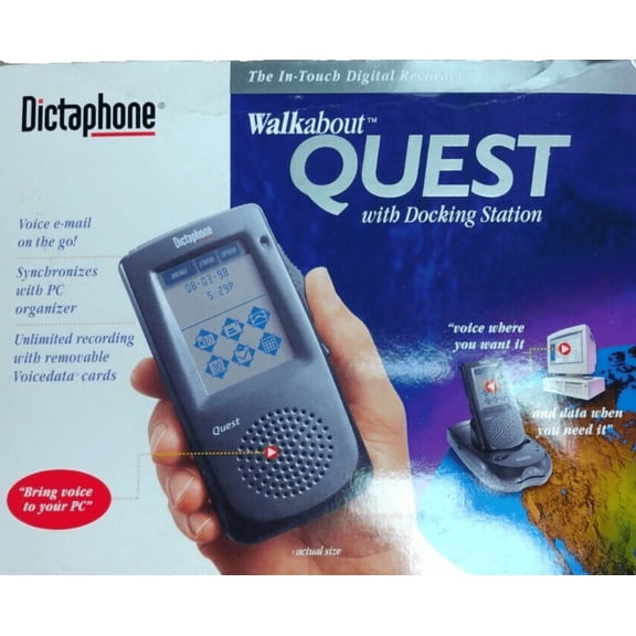 Dictaphone Walkabout Quest Portable Digital Recorder w/Docking station