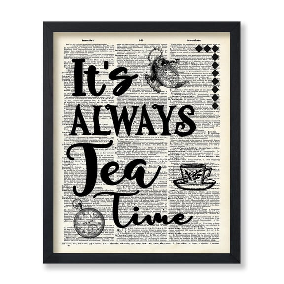 Dictionary Art Poster It'S Always Tea Time Print Alice Wonderland Art Gift For Tea Lover Decor For Home & Kitchen