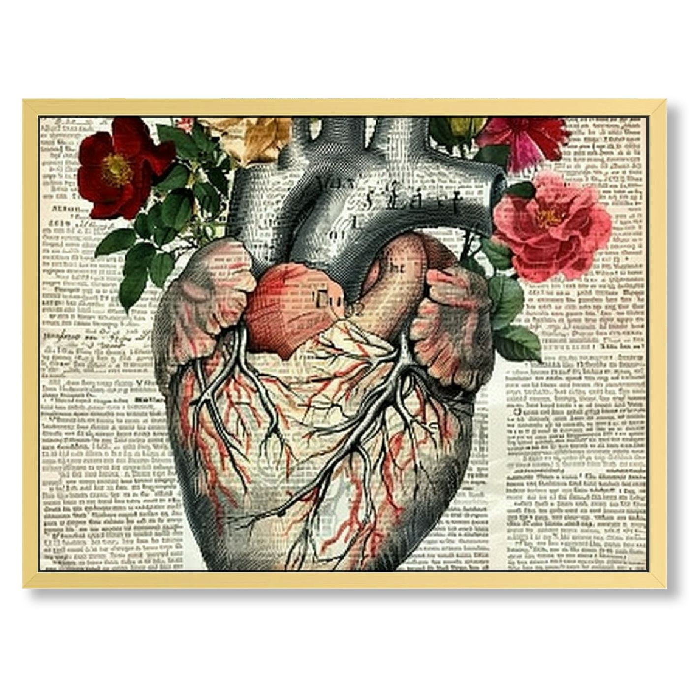 Dictionary Art Poster - Roses and Heart Print - Anatomical Heart Art ...