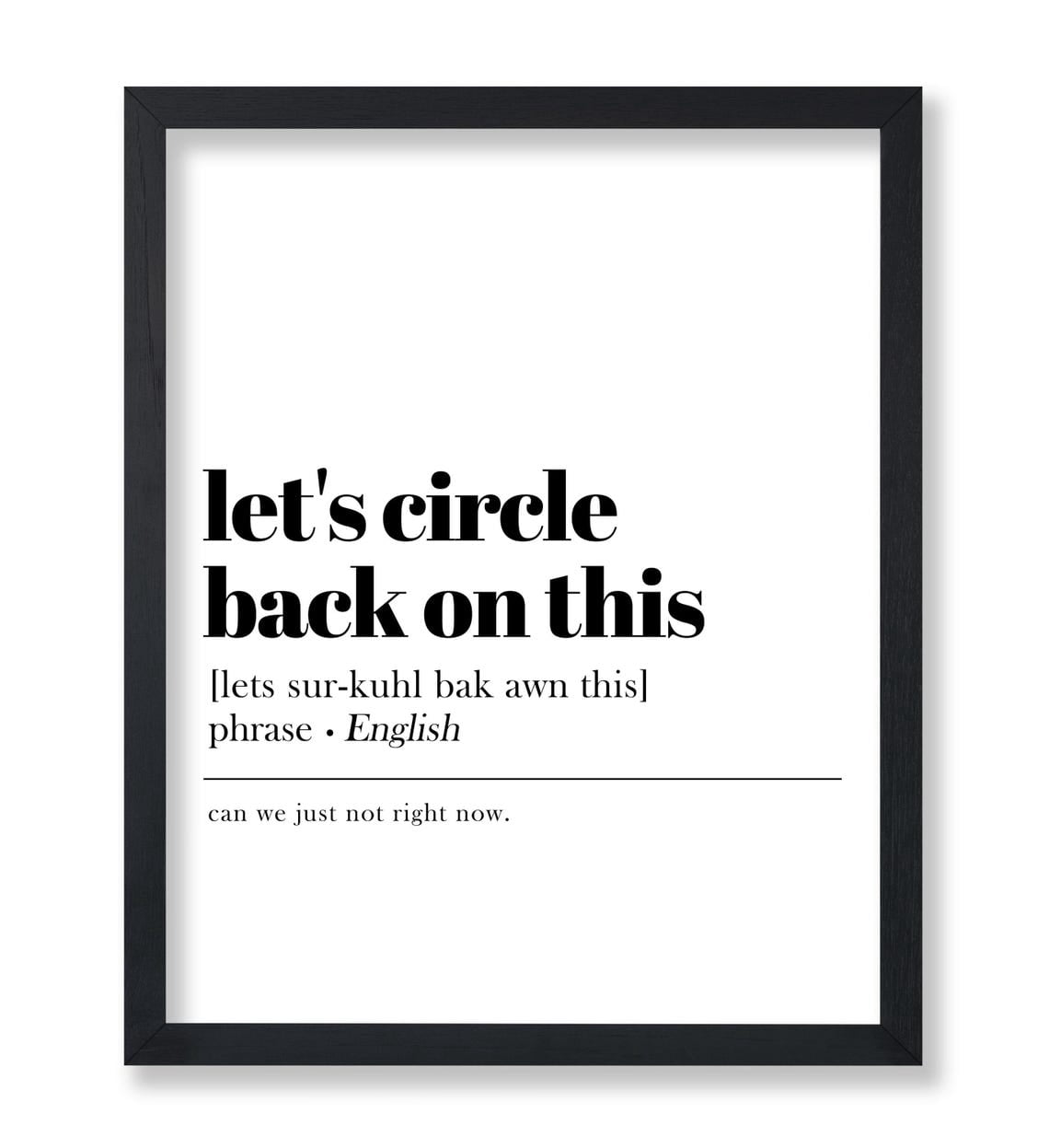 Dictionary Definition Lets Circle Back Typography Boss Wall Decor ...