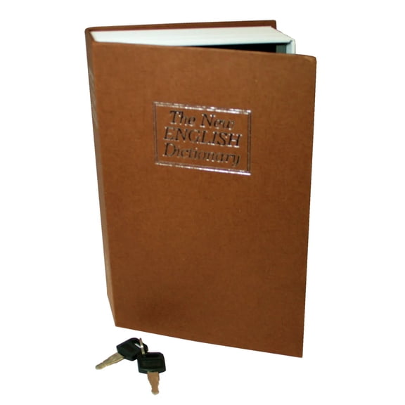 Dictionary Diversion Book Safe w/ Key Lock ~ Metal ~Brown (Medium)