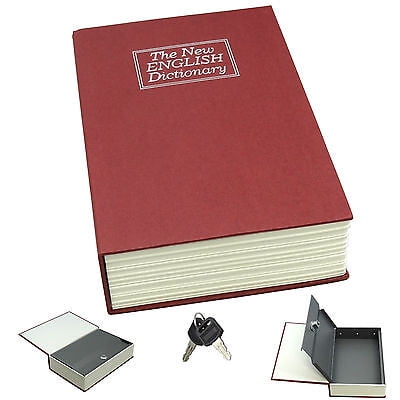 Dictionary Diversion Book Safe w/ Key Lock ~ Metal ~ Large Red