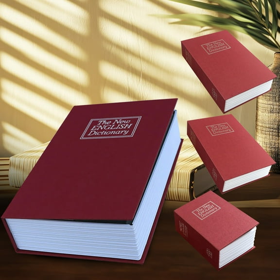 Dictionary Diversion Safe Book | Hidden Portable Safe Box Red | Secret Storage with Key & Password Lock | Book Style | Home Office Travel | Ample Storage Space