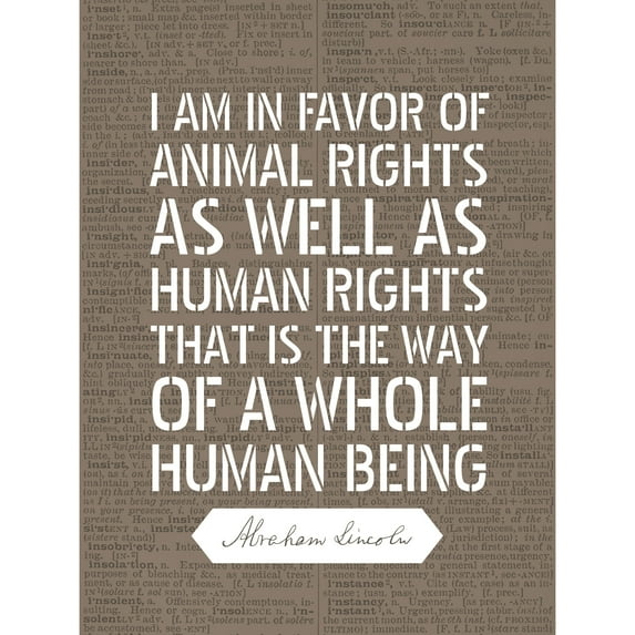 Dictionary Page Quote Abraham Lincoln Animal Rights Extra Large XL Wall Art Poster Print