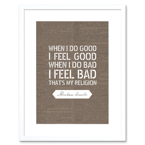 Dictionary Page Quote Abraham Lincoln My Religion Artwork Framed Wall Art Print 9X7 Inch