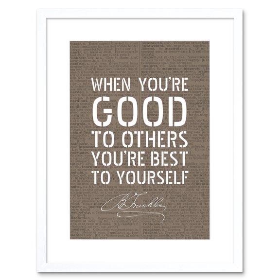 Dictionary Page Quote Benjamin Franklin Good To Others Artwork Framed Wall Art Print 9X7 Inch