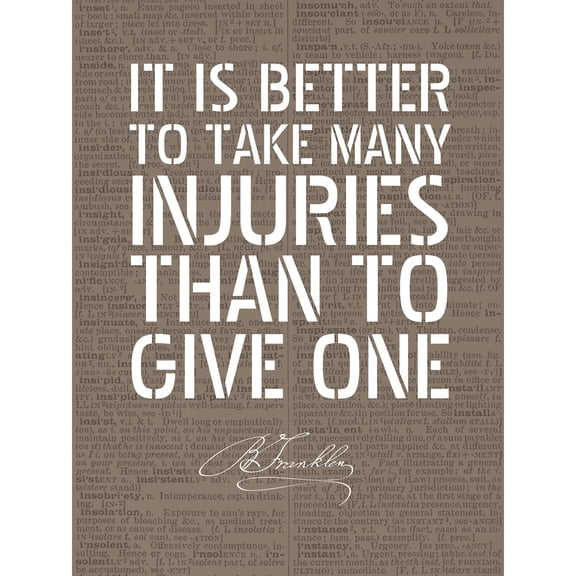 Dictionary Page Quote Benjamin Franklin Injuries Extra Large XL Wall Art Poster Print