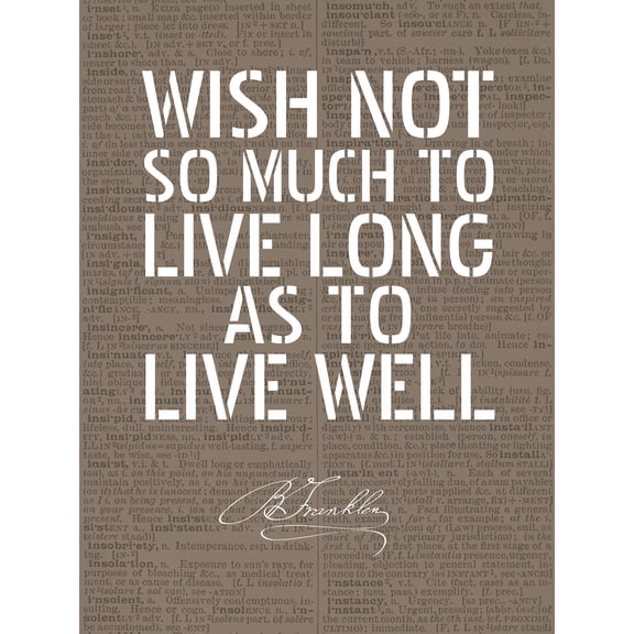 Dictionary Page Quote Benjamin Franklin Live Well Extra Large XL Wall Art Poster Print