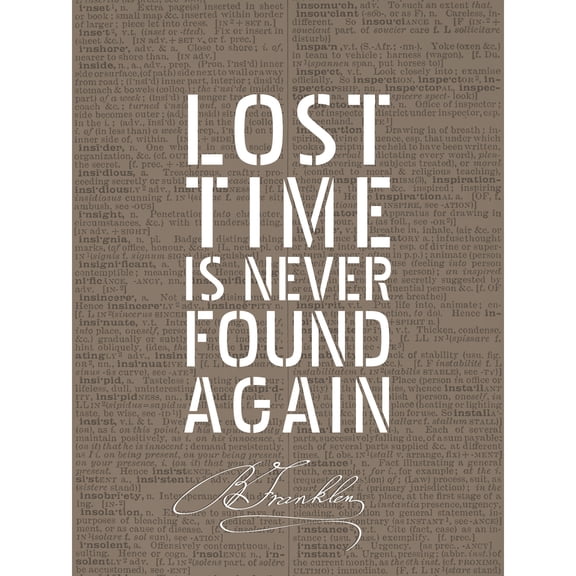 Dictionary Page Quote Benjamin Franklin Lost Time Extra Large XL Wall Art Poster Print