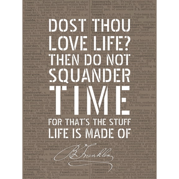 Dictionary Page Quote Benjamin Franklin Love Life Time Extra Large XL Wall Art Poster Print