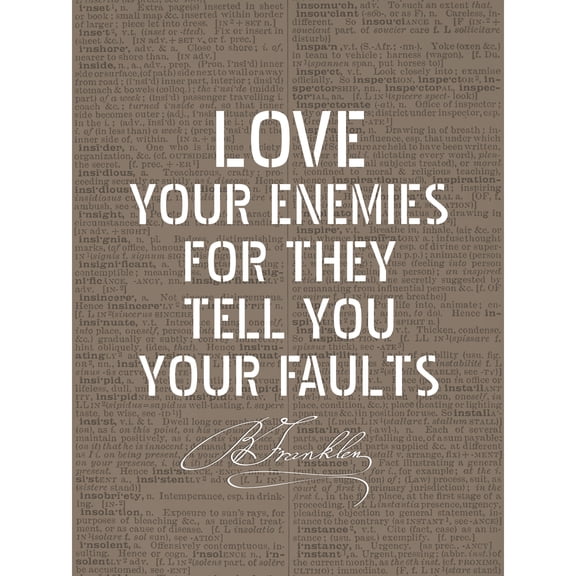 Dictionary Page Quote Benjamin Franklin Love Your Enemies Extra Large XL Wall Art Poster Print