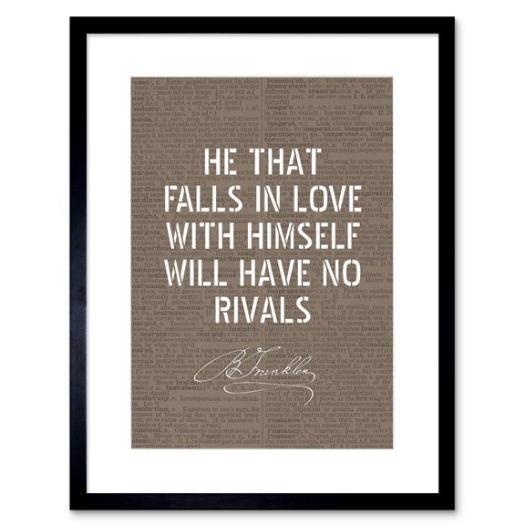 Dictionary Page Quote Benjamin Franklin No Rivals Artwork Framed Wall Art Print 9X7 Inch