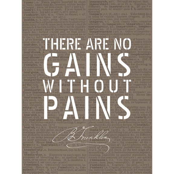 Dictionary Page Quote Benjamin Franklin Pains Gains Extra Large XL Wall Art Poster Print