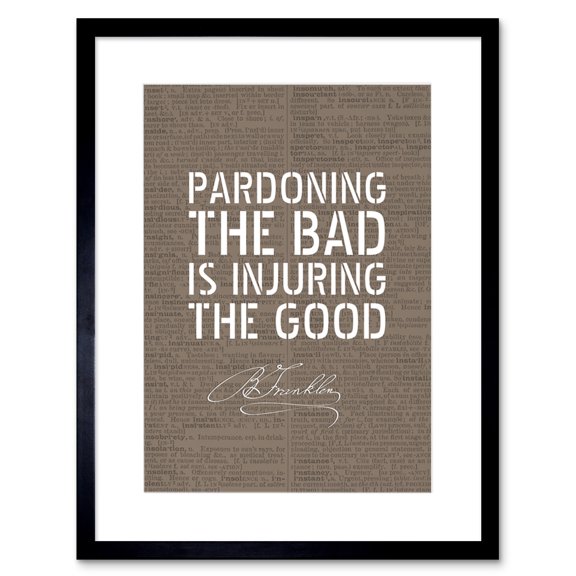Dictionary Page Quote Benjamin Franklin Pardoning Artwork Framed Wall Art Print 9X7 Inch