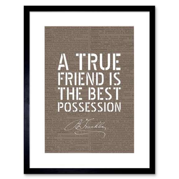 Dictionary Page Quote Benjamin Franklin True Friend Artwork Framed Wall Art Print 9X7 Inch