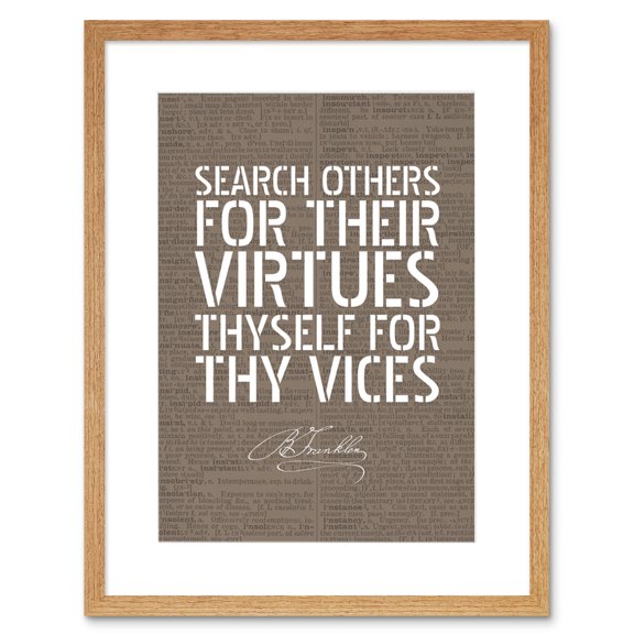 Dictionary Page Quote Benjamin Franklin Vices Artwork Framed Wall Art Print 9X7 Inch