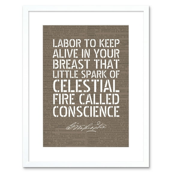 Dictionary Page Quote George Washington Conscience Artwork Framed Wall Art Print 9X7 Inch
