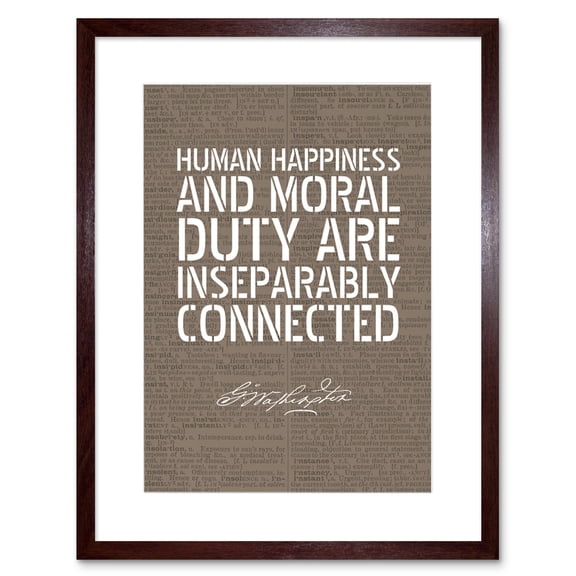 Dictionary Page Quote George Washington Happiness Moral Duty Artwork Framed Wall Art Print 9X7 Inch