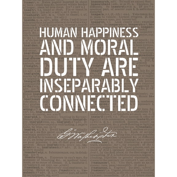 Dictionary Page Quote George Washington Happiness Moral Duty Extra Large XL Wall Art Poster Print