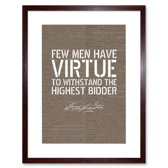 Dictionary Page Quote George Washington Highest Bidder Artwork Framed Wall Art Print 9X7 Inch