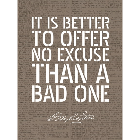 Dictionary Page Quote George Washington No Excuse Extra Large XL Wall Art Poster Print