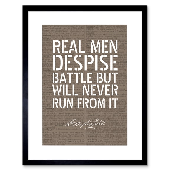 Dictionary Page Quote George Washington Real Men Artwork Framed Wall Art Print 9X7 Inch