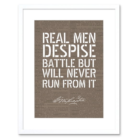 Dictionary Page Quote George Washington Real Men Artwork Framed Wall Art Print 9X7 Inch