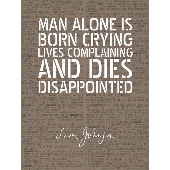 Dictionary Page Quote Samuel Johnson Man Born Crying Extra Large XL Wall Art Poster Print