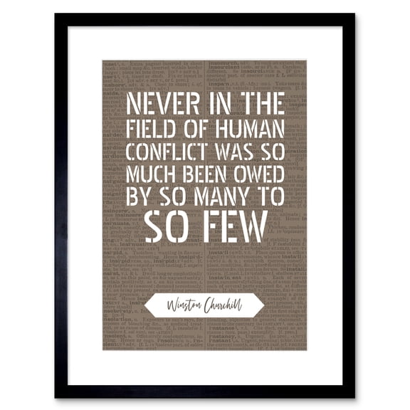Dictionary Page Quote Winston Churchill Human Conflict Artwork Framed Wall Art Print 9X7 Inch