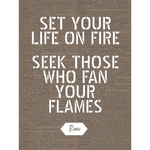 Dictionary Quote Rumi Life Fire Flames Extra Large XL Wall Art Poster Print