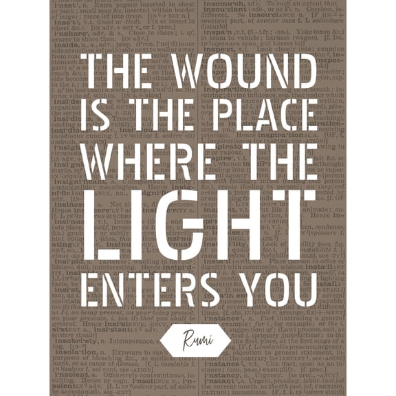 Dictionary Quote Rumi Wound Light Enters Extra Large XL Wall Art Poster Print