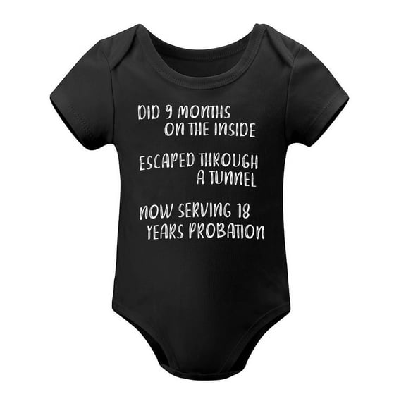 Did 9 Month, Escaped Through A Tunnel, Serving 18 Years Baby Bodysuit Unisex Comfy Humor Black-style 9months