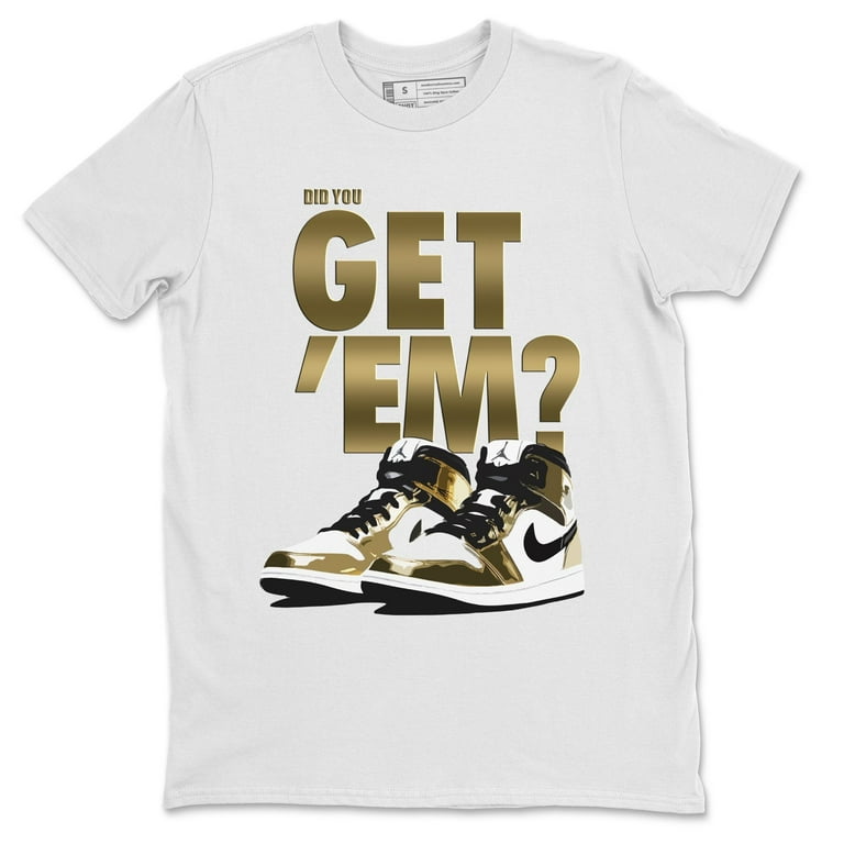 white and gold jordan shirt