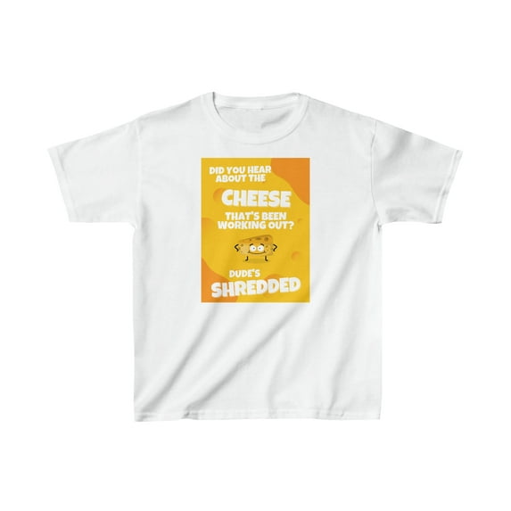 Did You Hear About The Cheese That's Been Working Out? Kids Dad Joke Heavy Cotton™ Tee