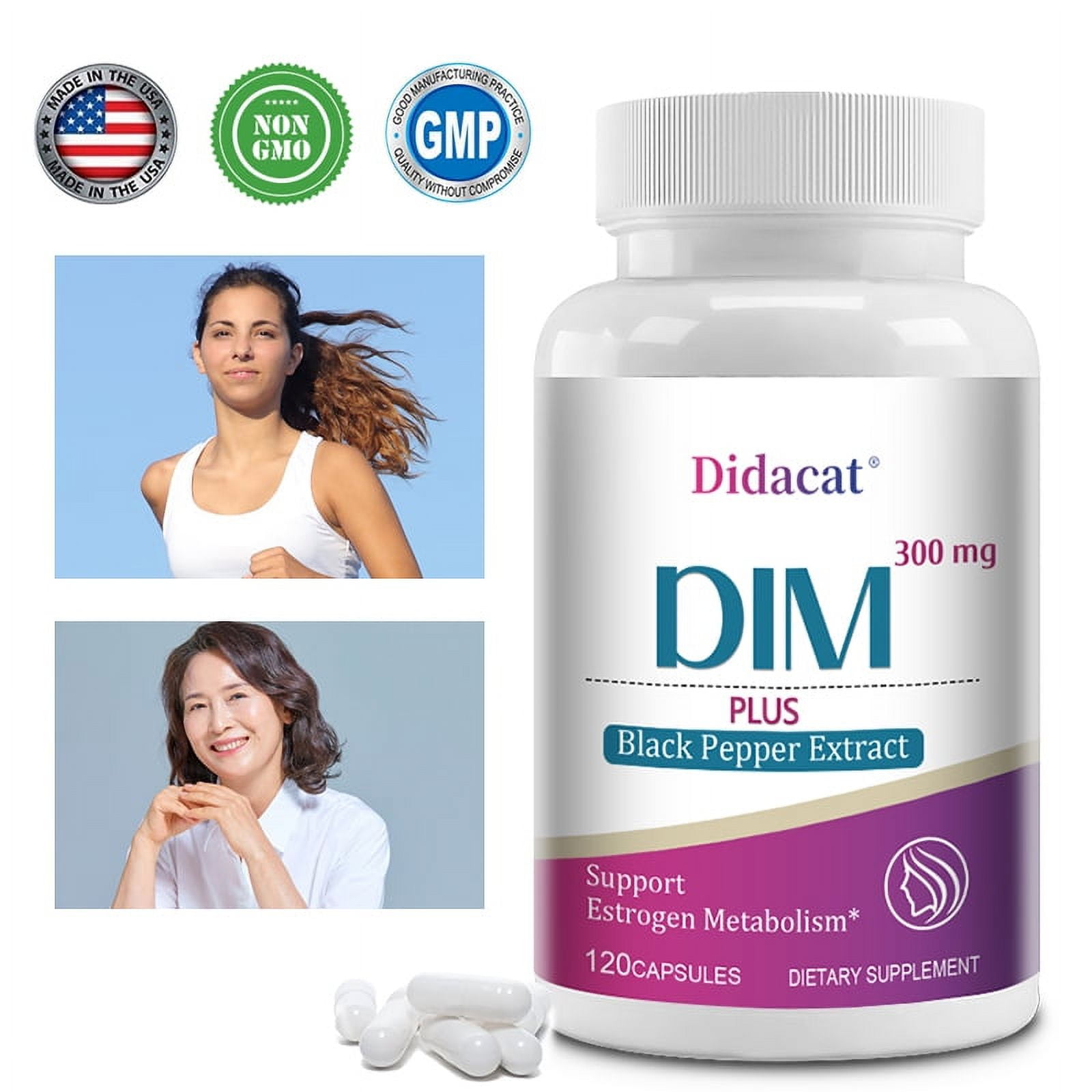 Didacat DIM 300 mg with 5 mg of black pepper extract, hormonal balance