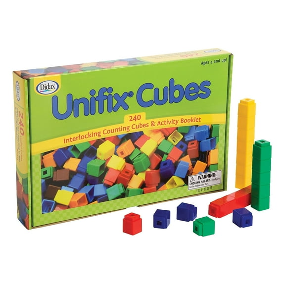 Didax Unifix Cubes for Pattern Building  Set of 240 Cubes (Red, Blue, Yellow, Green) | For Use with Operational Grid & Pattern Building Cards | Early Math Manipulative for Sequencing & Sorting