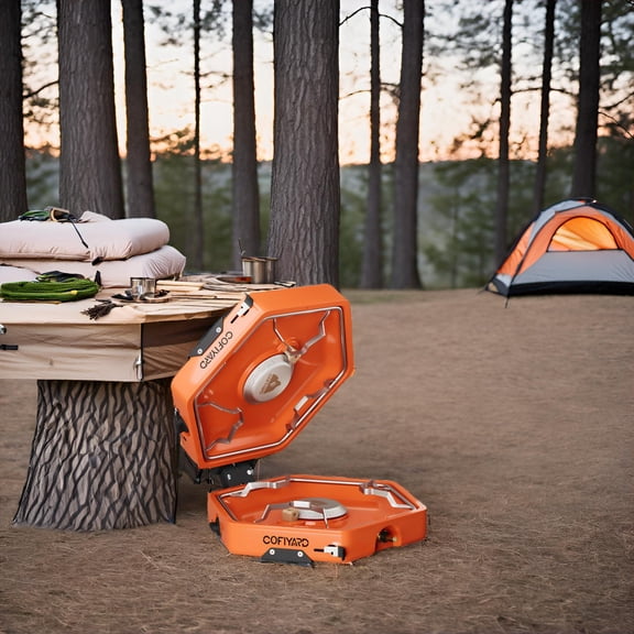 Diddaport 2 Burner Propane Camping Stove,17000 BTU Portable Folding Camp Stove with Carry Bag,Built-in Igniter,Removable Grates for Camping,Backpacking,Outdoor Cooking