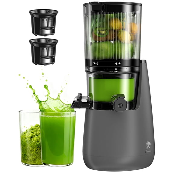 Diddaport Cold Press Juicer, 200W Slow Masticating Juicer Machine with 5.3" Wide Feed Chute, High Juice Yield, Easy to Clean, Quiet Motor for Fruits and Vegetables, Dark Gray