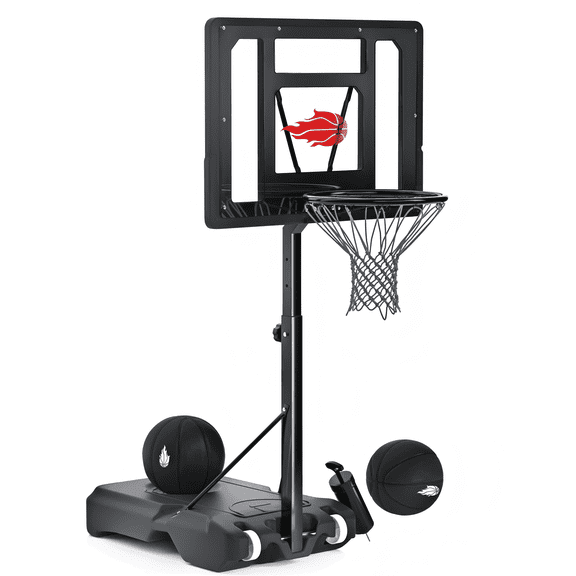 Diddaport Swimming Pool Basketball Hoop Set, 32" Shatterproof PC Backboard Basketball Goal for Youth Teenager,Poolside Game Basketball Hoop,2.95Ft-3.95Ft Height Adjustable for Outdoor,Black