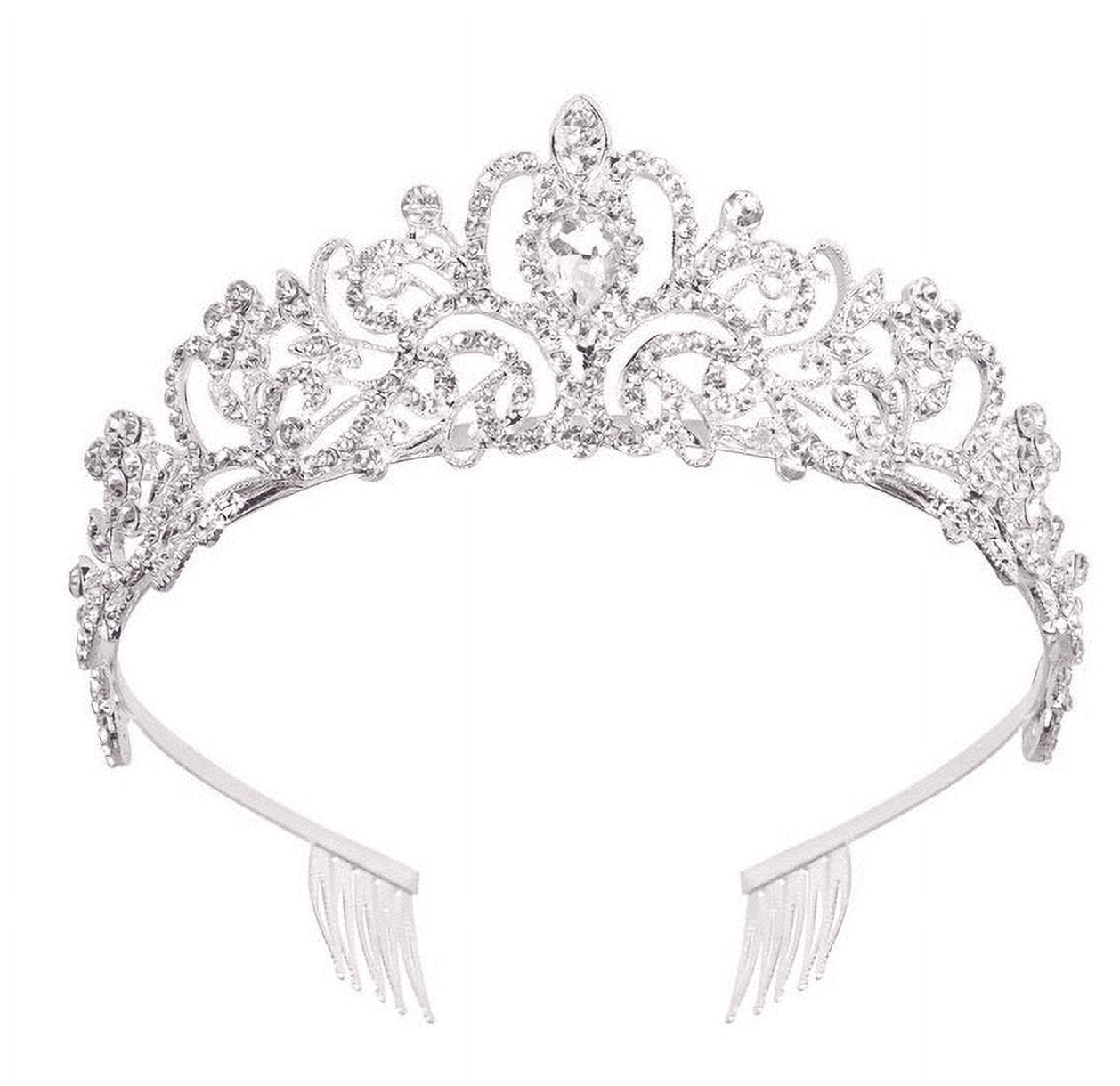 FRCOLOR Princess Bride Tiaras and Crowns Silver Crystal Tiaras for Women  Wedding Veil Crowns for Women Princess Crown with Comb