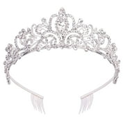 Didder Silver Crystal Tiara Crowns For Women Girls Princess Elegant Crown with Combs Women's Headbands Bridal Wedding Prom Birthda