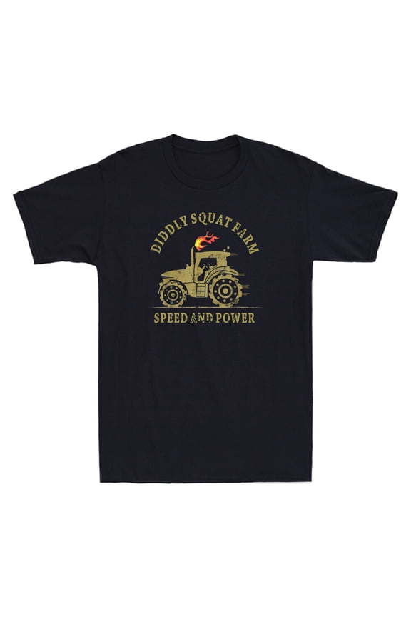 Diddly Squat Farm Speed And Power Funny Tractor Farmer Quote Retro Men's T-Shirt