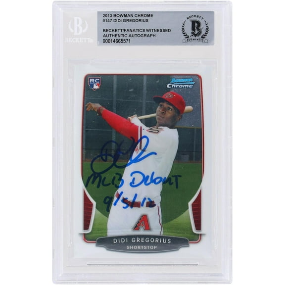 Didi Gregorius Arizona Diamondbacks Autographed 2013 Bowman Chrome MLB #147 Beckett Fanatics Witnessed Authenticated Rookie Card with "MLB Debut 9-5-12" Inscription - Fanatics Authentic Certified