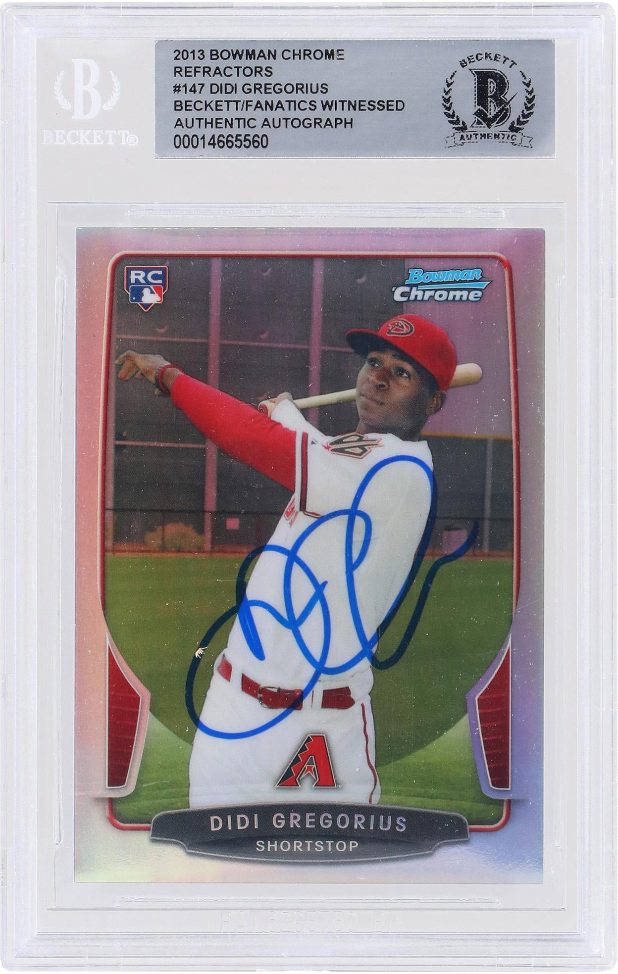 Didi Gregorius Arizona Diamondbacks Autographed 2013 Bowman Chrome MLB Refractor #147 Beckett Fanatics Witnessed Authenticated Rookie Card - Fanatics Authentic Certified