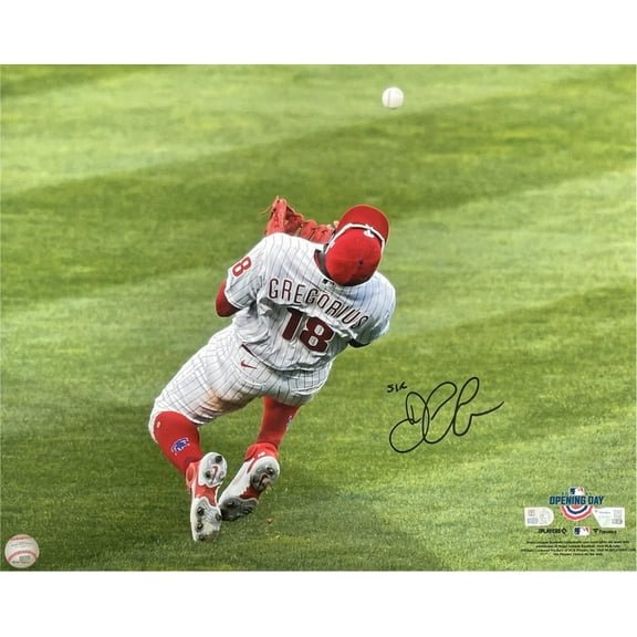 Didi Gregorius Autographed 16x20 Photo Phillies Over The Shoulder Catch Fanatics