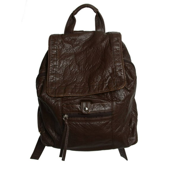 "Didier" Multipocket Soft Hipster Rucksack Backpack - Brown