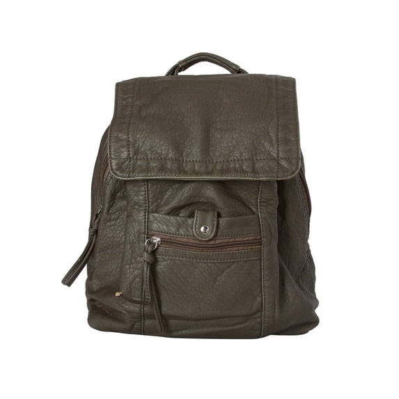 "Didier" Multipocket Soft Hipster Rucksack Backpack - Grey